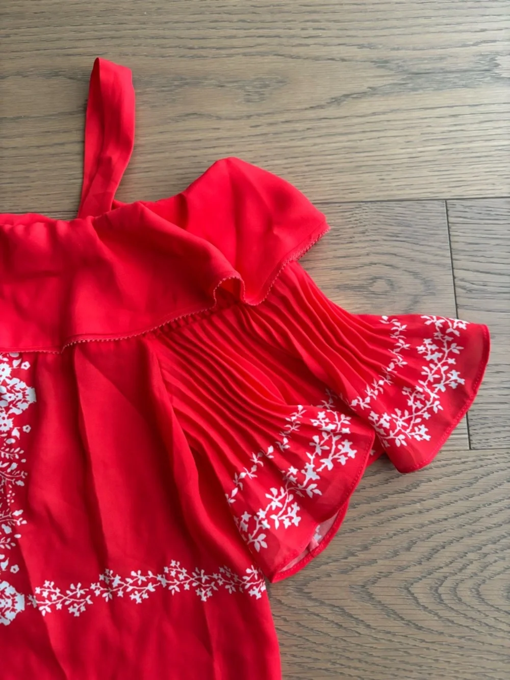Self-Portrait Red Cold-Shoulder Ruffle Top - Picture 4 of 5